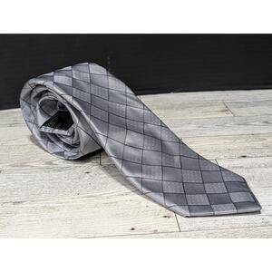 Michael Kors Silk Gray Black Geometric Mens Tie Necktie - Read For Info